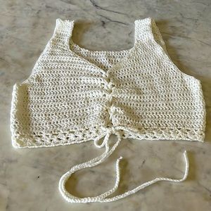 Crocheted tie front top